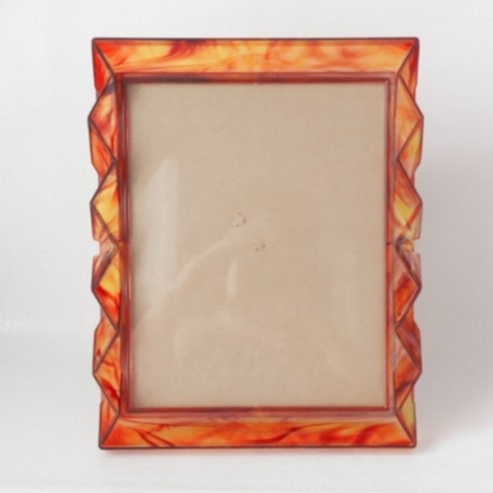 VTG Acrylic Retro MCM Geometric Picture Photo Frame Tortoise Shell Finish NOS
